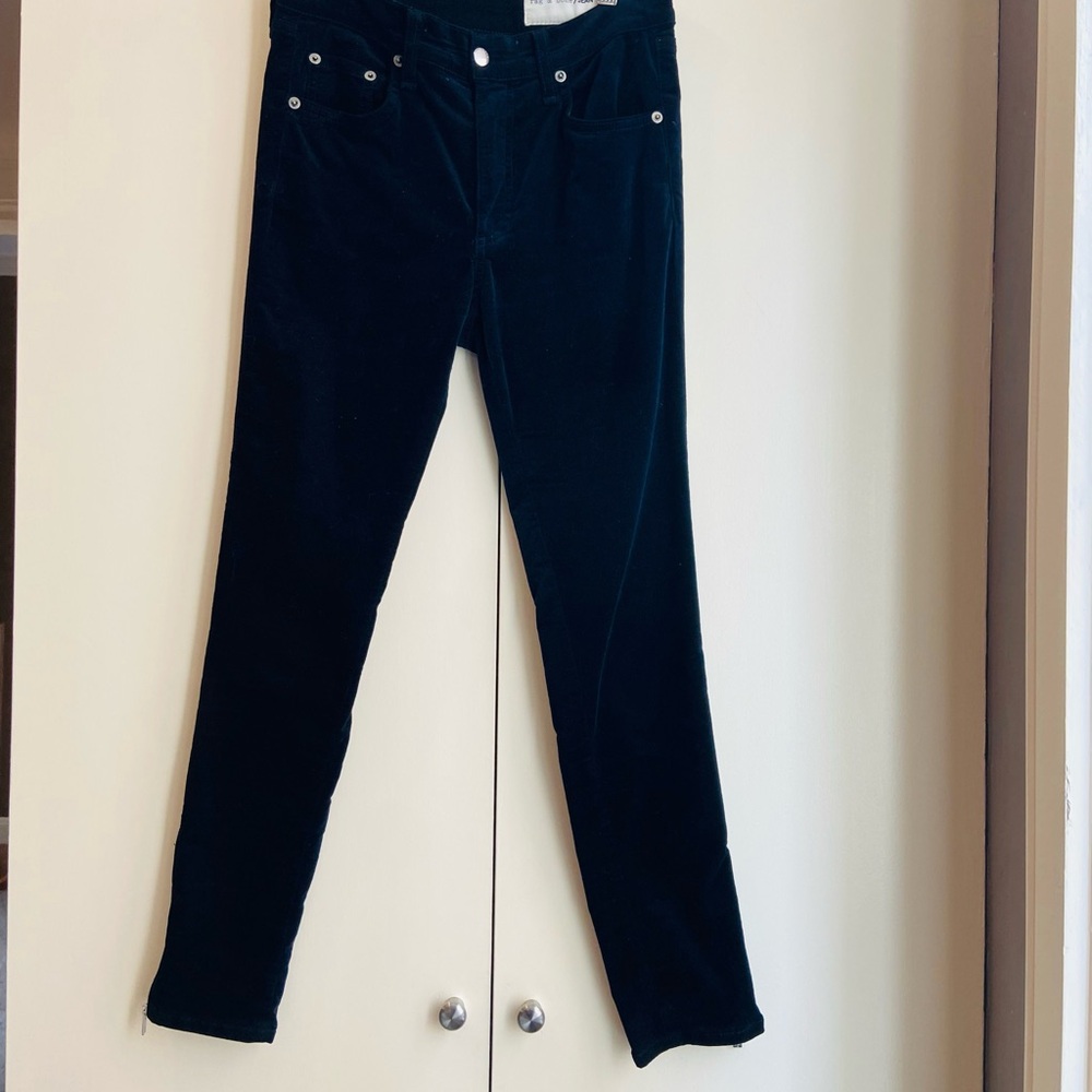 Rag and Bone Navy Velvet skinny pants